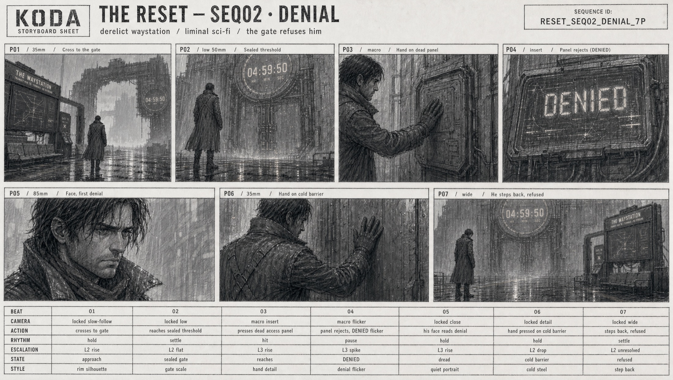 Sequence two storyboard sheet, Denial