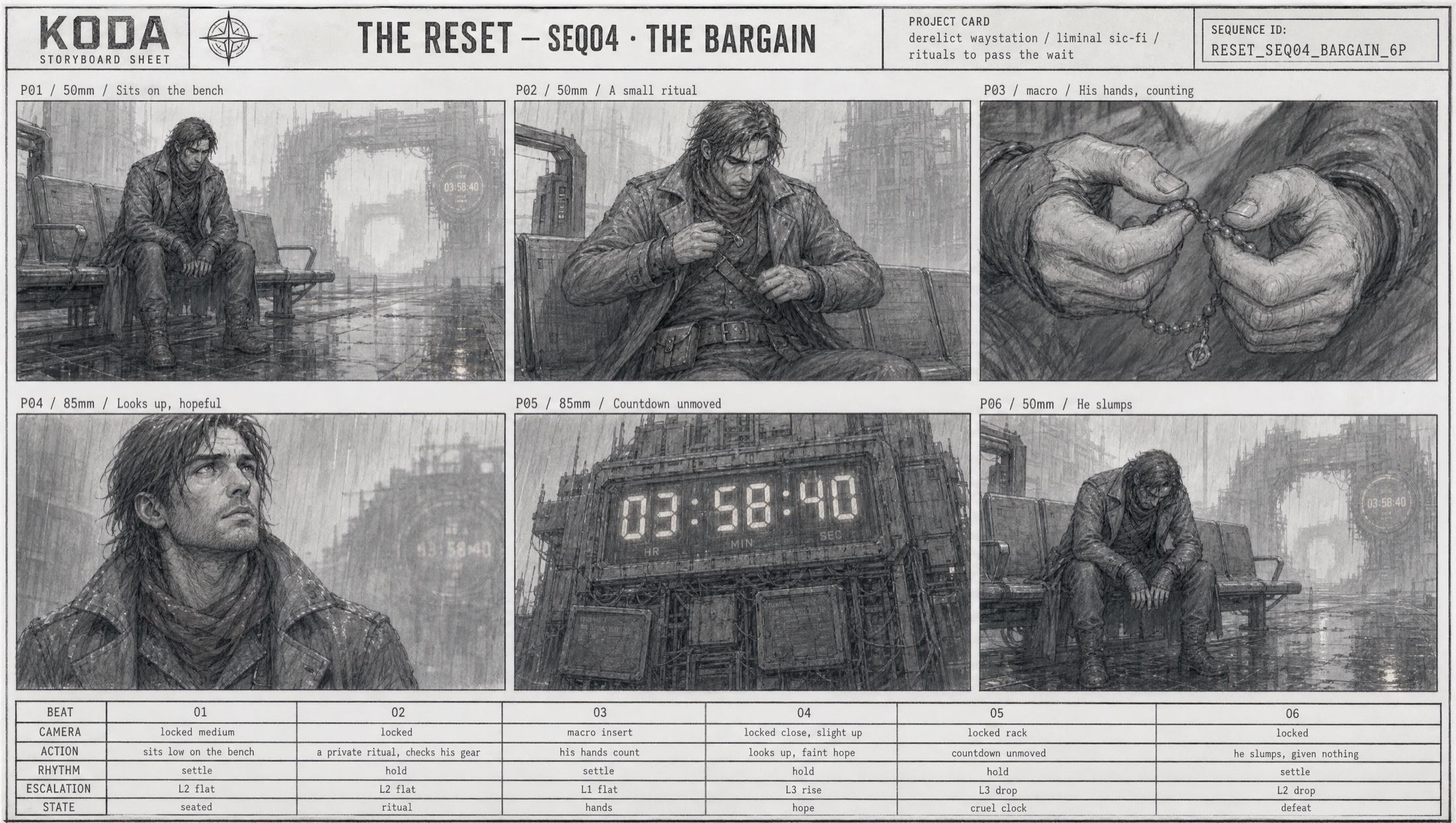 Sequence four storyboard sheet, The Bargain