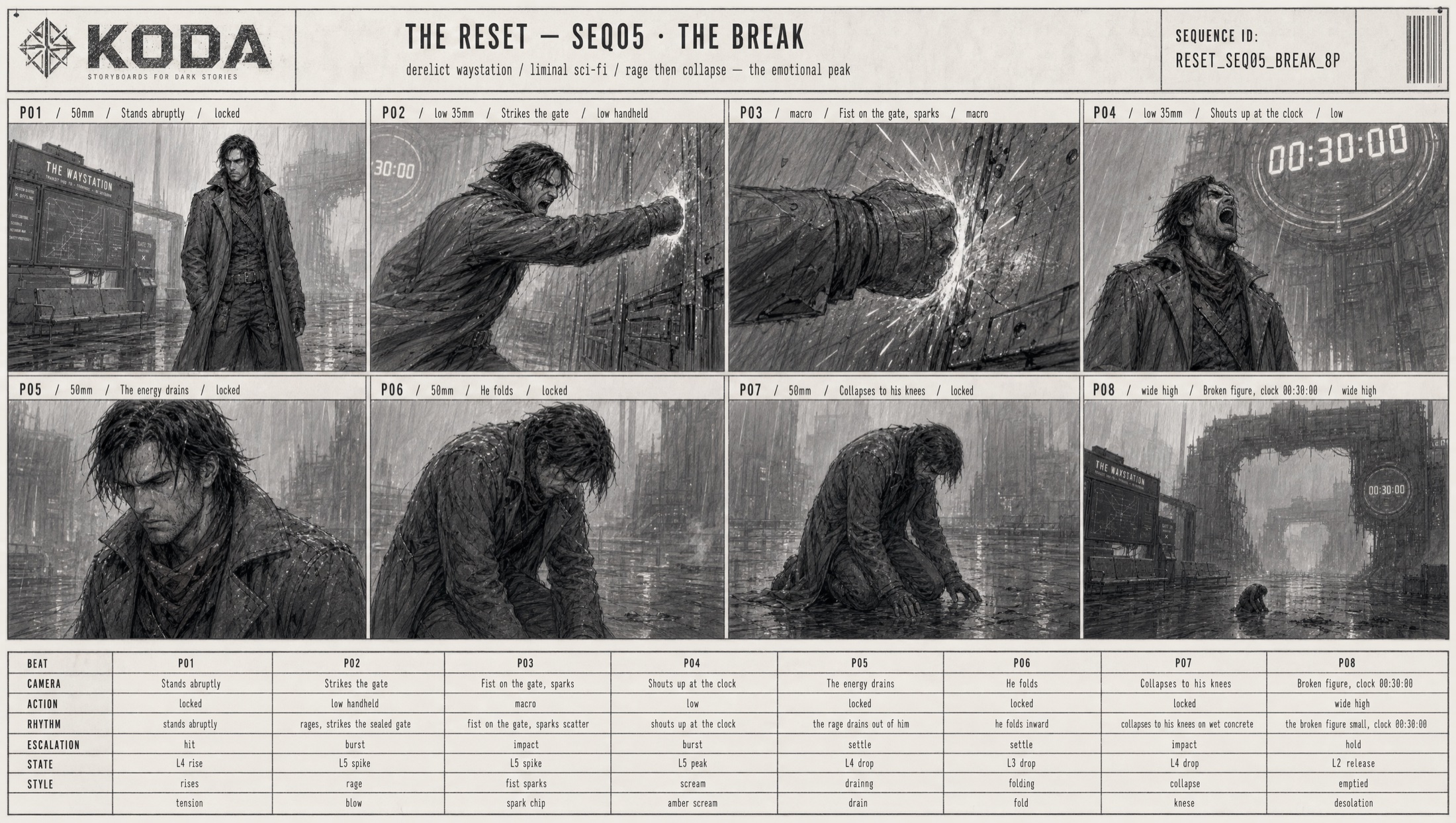 Sequence five storyboard sheet, The Break