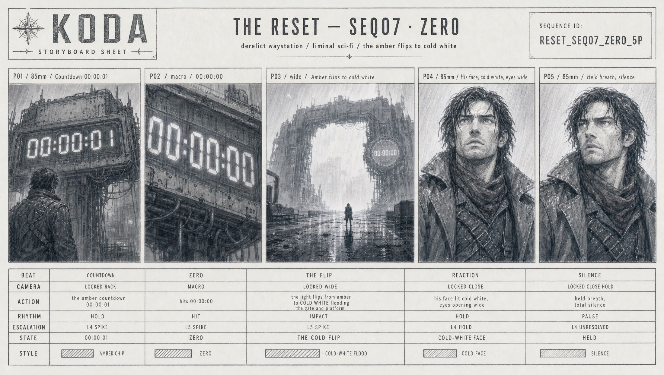 Sequence seven storyboard sheet, Zero