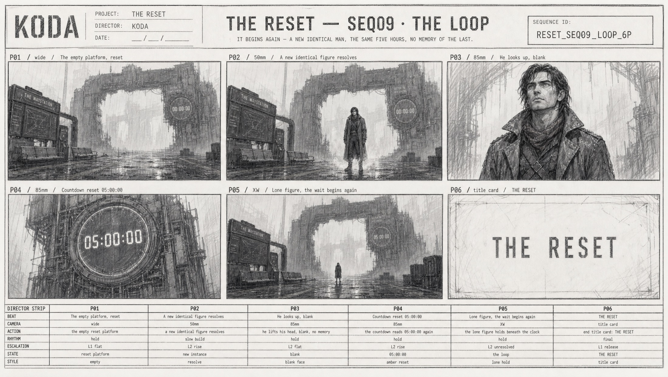 Sequence nine storyboard sheet, The Loop