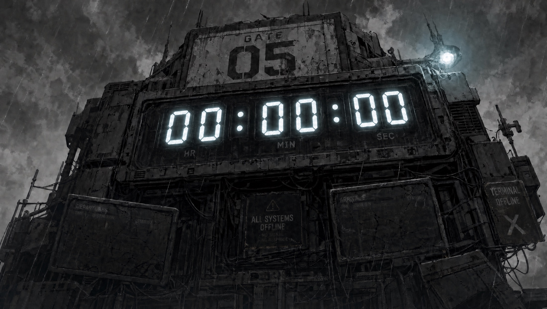 Countdown plate at zero, gone cold white